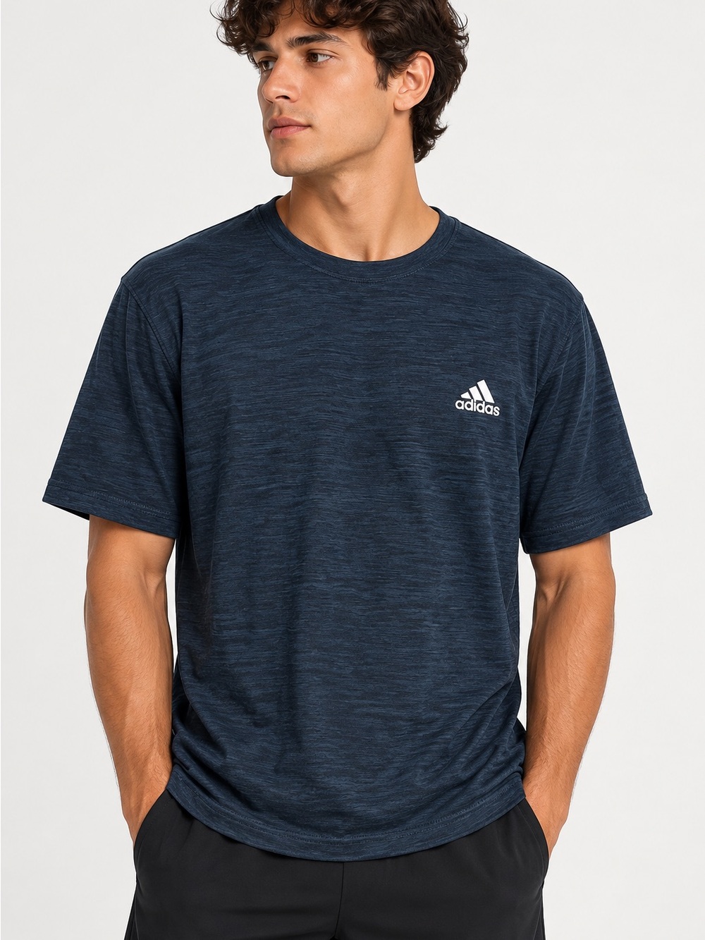 Adidas Men’s Navy Heather Performance Short Sleeve Athletic T-Shirt